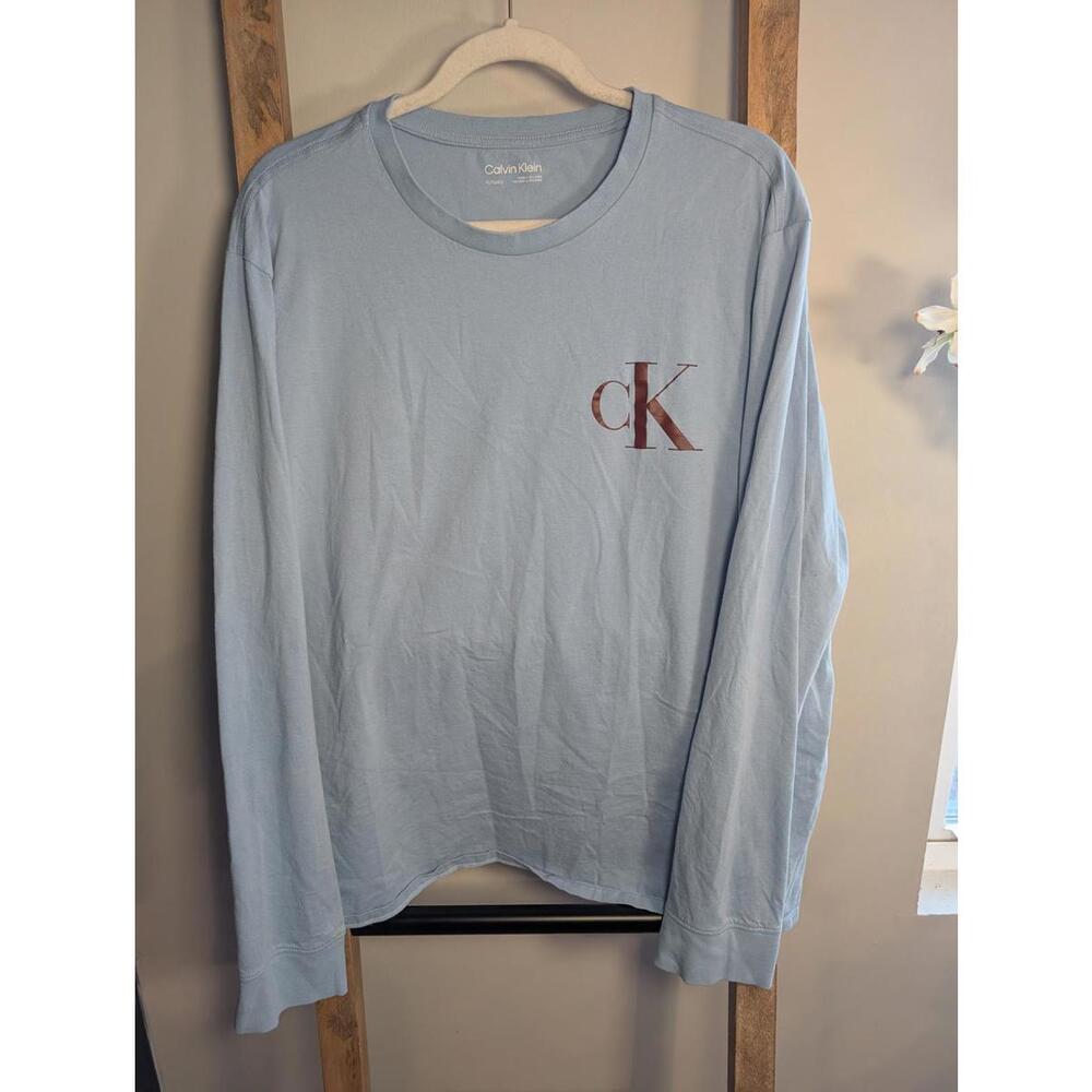 Calvin Klein Light Blue Long Sleeve T-Shirt with cK Logo XL